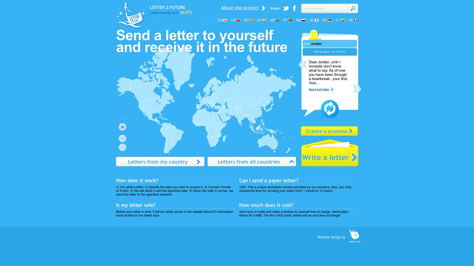 Letter2Future homepage screenshot